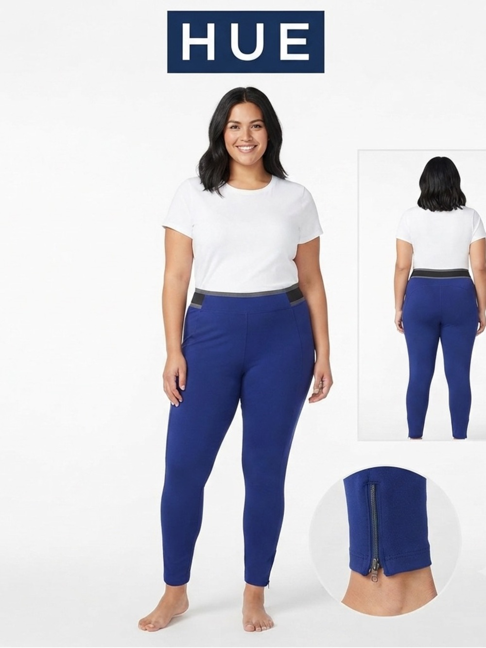 HUE Stretch Zipper Ankle Navy Blue Capri/Crop 2X